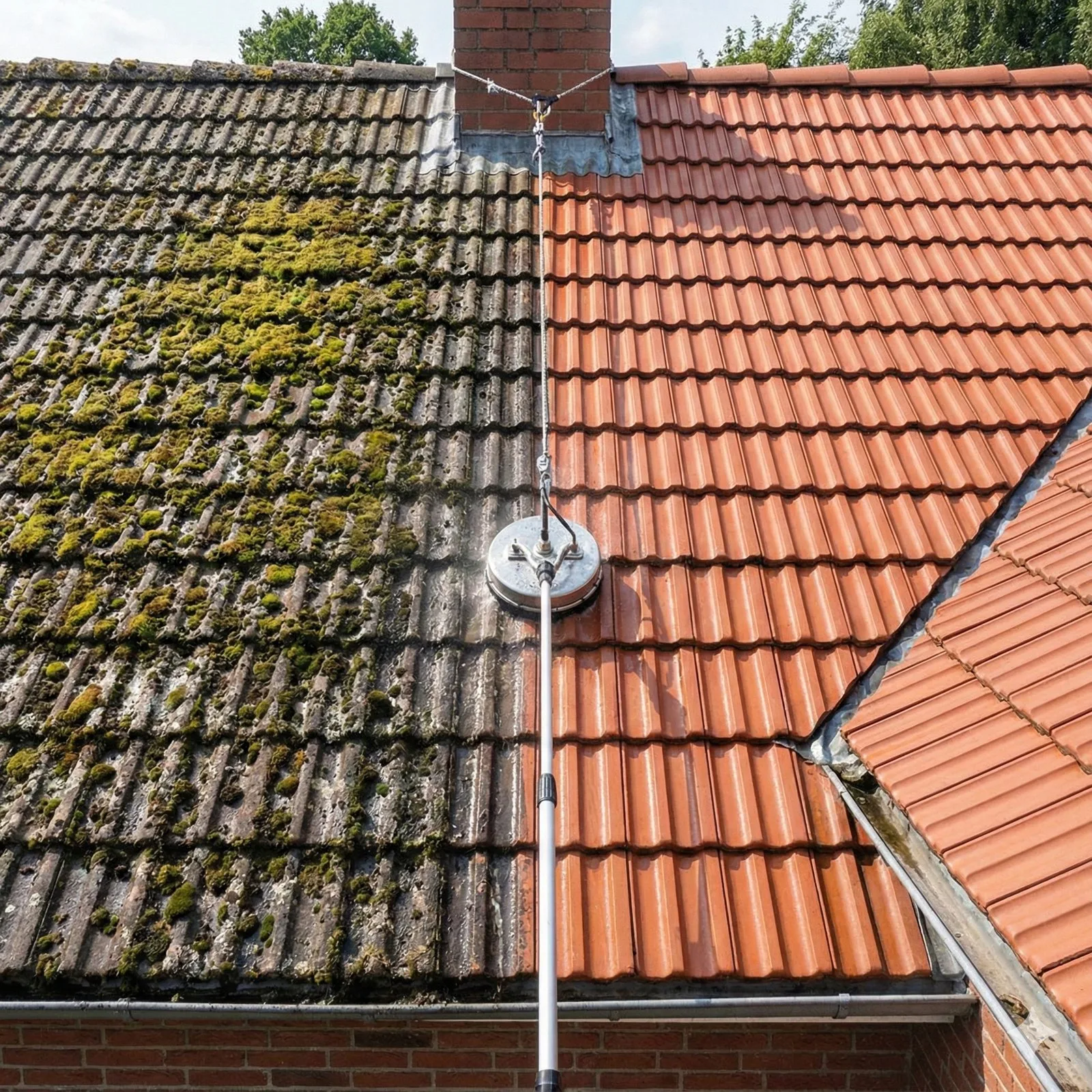 Roof cleaning and moss removal